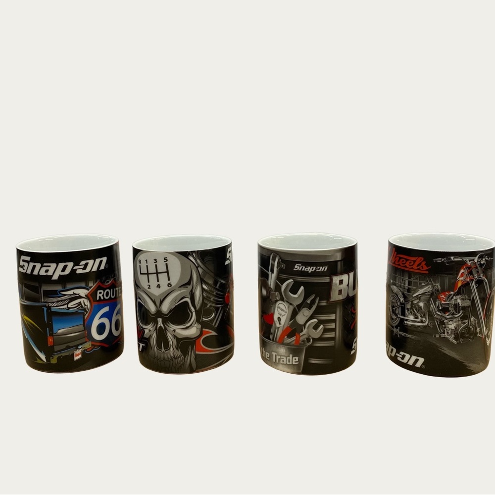 Snap-On Automotive Graphic Coffee Mug Collection - Set of 4 NEW
